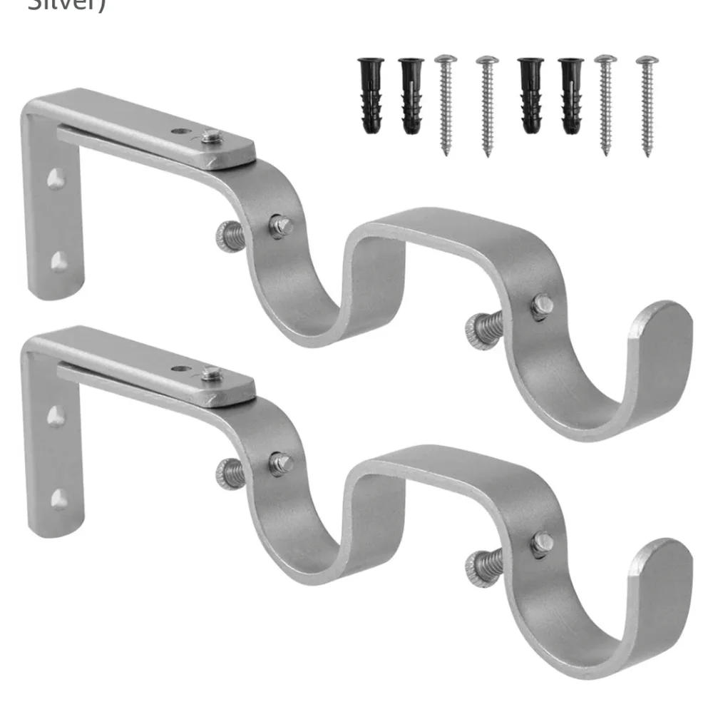 Anndason Heavy Duty Double Adjustable Curtain Rod Brackets